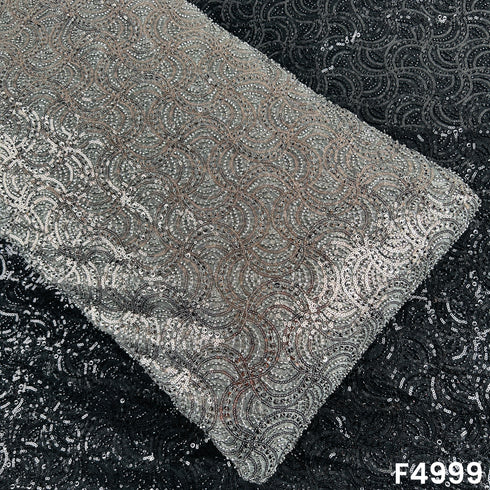 Cut Dana Sequins Embroidered Net Fabric-F4999