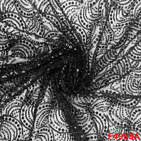 Cut Dana Sequins Embroidered Net Fabric-F4999