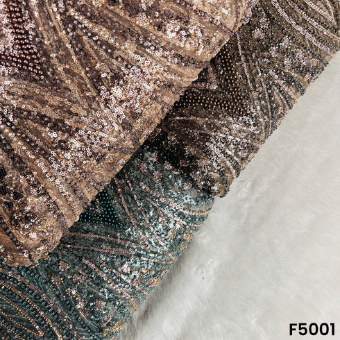 Cut Dana Sequins Embroidered Net Fabric-F5001