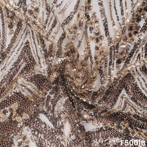 Cut Dana Sequins Embroidered Net Fabric-F5001