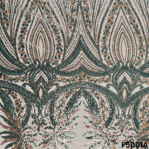 Cut Dana Sequins Embroidered Net Fabric-F5001