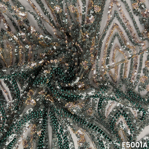 Cut Dana Sequins Embroidered Net Fabric-F5001