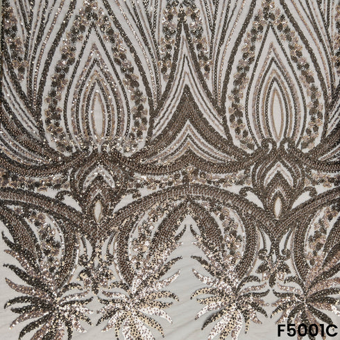 Cut Dana Sequins Embroidered Net Fabric-F5001