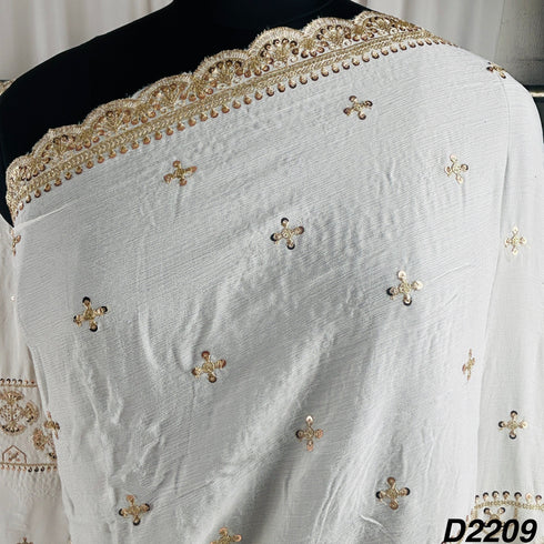 Dyeable Zari Sequins Embroidered Chinon chiffon Dupatta-D2209