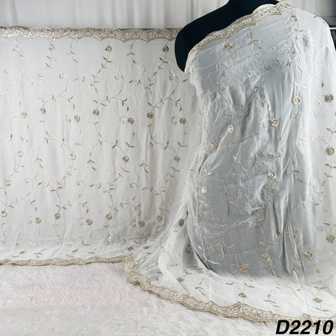 Dyeable Zari Sequins Embroidered Georgette Dupatta-D2210