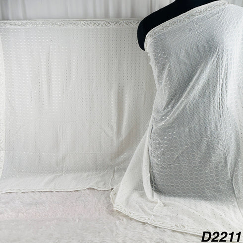 Dyeable Zari Sequins Embroidered Georgette Dupatta-D2211