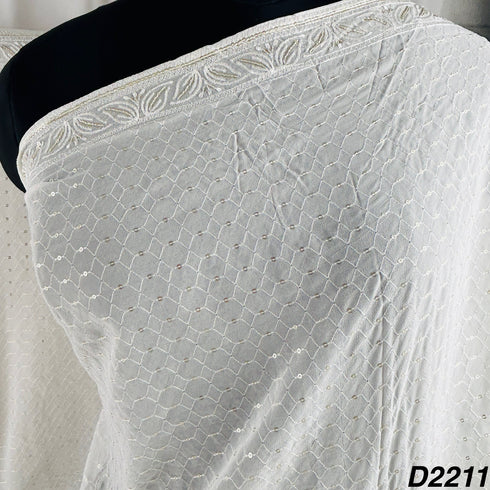 Dyeable Zari Sequins Embroidered Georgette Dupatta-D2211