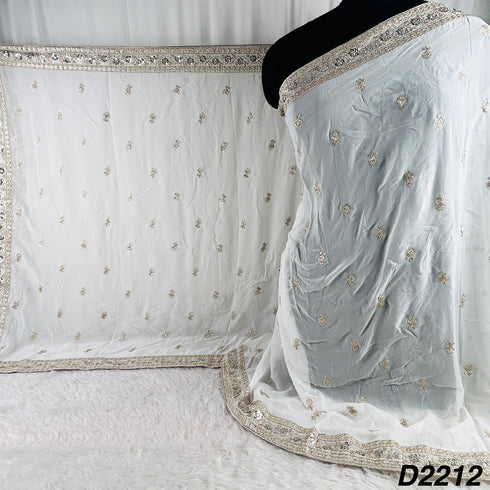 Dyeable Zari Sequins Work Georgette Dupatta-D2212