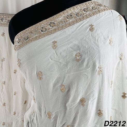Dyeable Zari Sequins Work Georgette Dupatta-D2212
