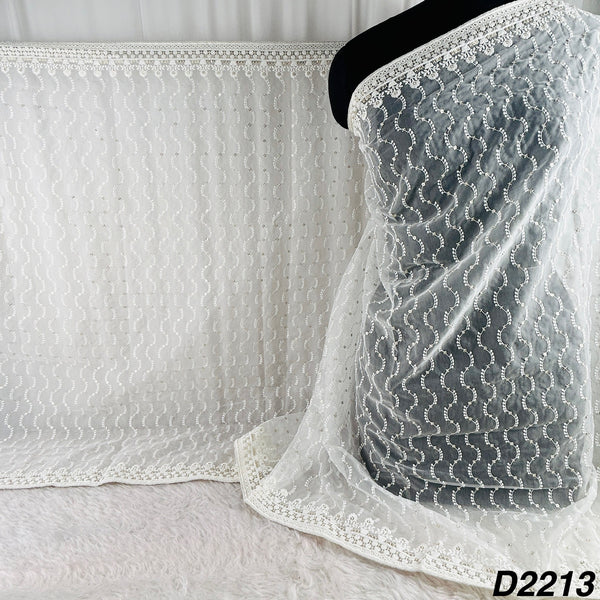 Dyeable Thread Sequins Embroidered Organza Dupatta-D2213