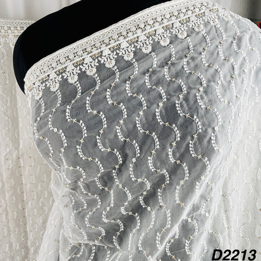 Dyeable Thread Sequins Embroidered Organza Dupatta-D2213