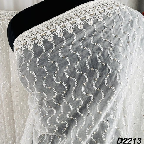 Dyeable Thread Sequins Embroidered Organza Dupatta-D2213