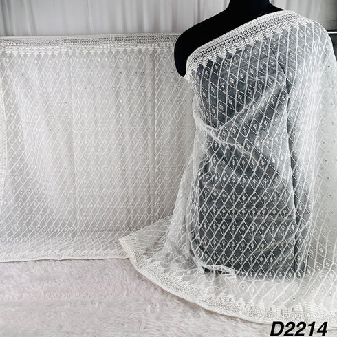 Dyeable Thread Sequins Embroidered Organza Dupatta-D2214