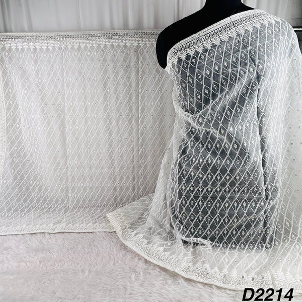 Dyeable Thread Sequins Embroidered Organza Dupatta-D2214