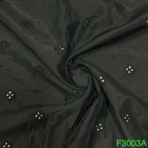 Thread Mirror Work Cotton Silk Fabric-F3003