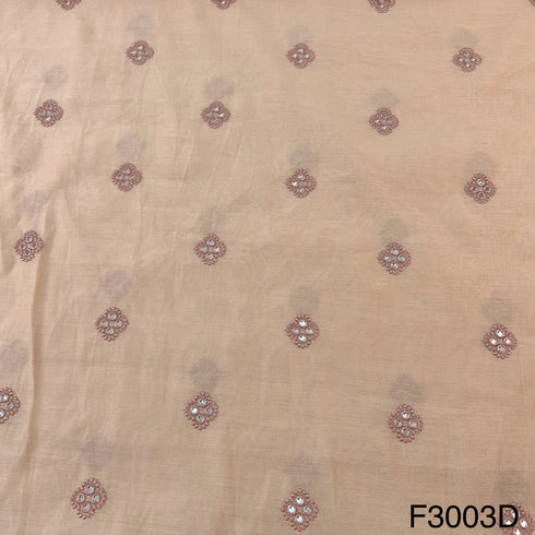 Thread Mirror Work Cotton Silk Fabric-F3003
