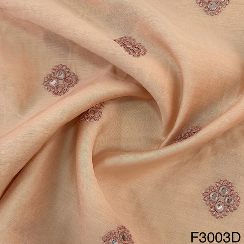 Thread Mirror Work Cotton Silk Fabric-F3003
