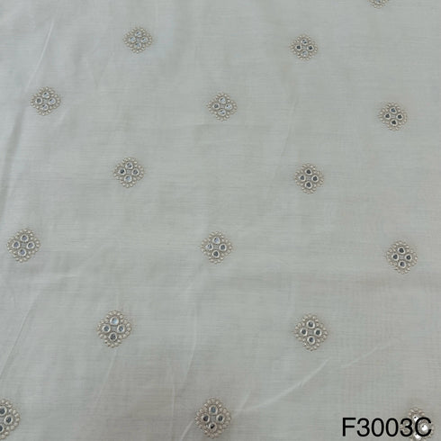 Thread Mirror Work Cotton Silk Fabric-F3003