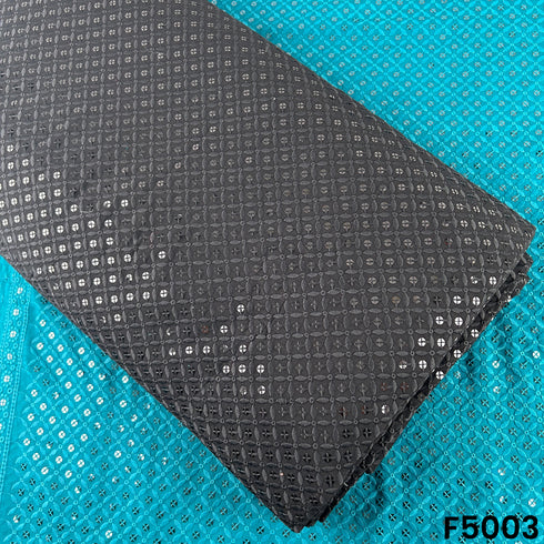 Thread Sequins Embroidered Rayon Cotton Fabric-F5003