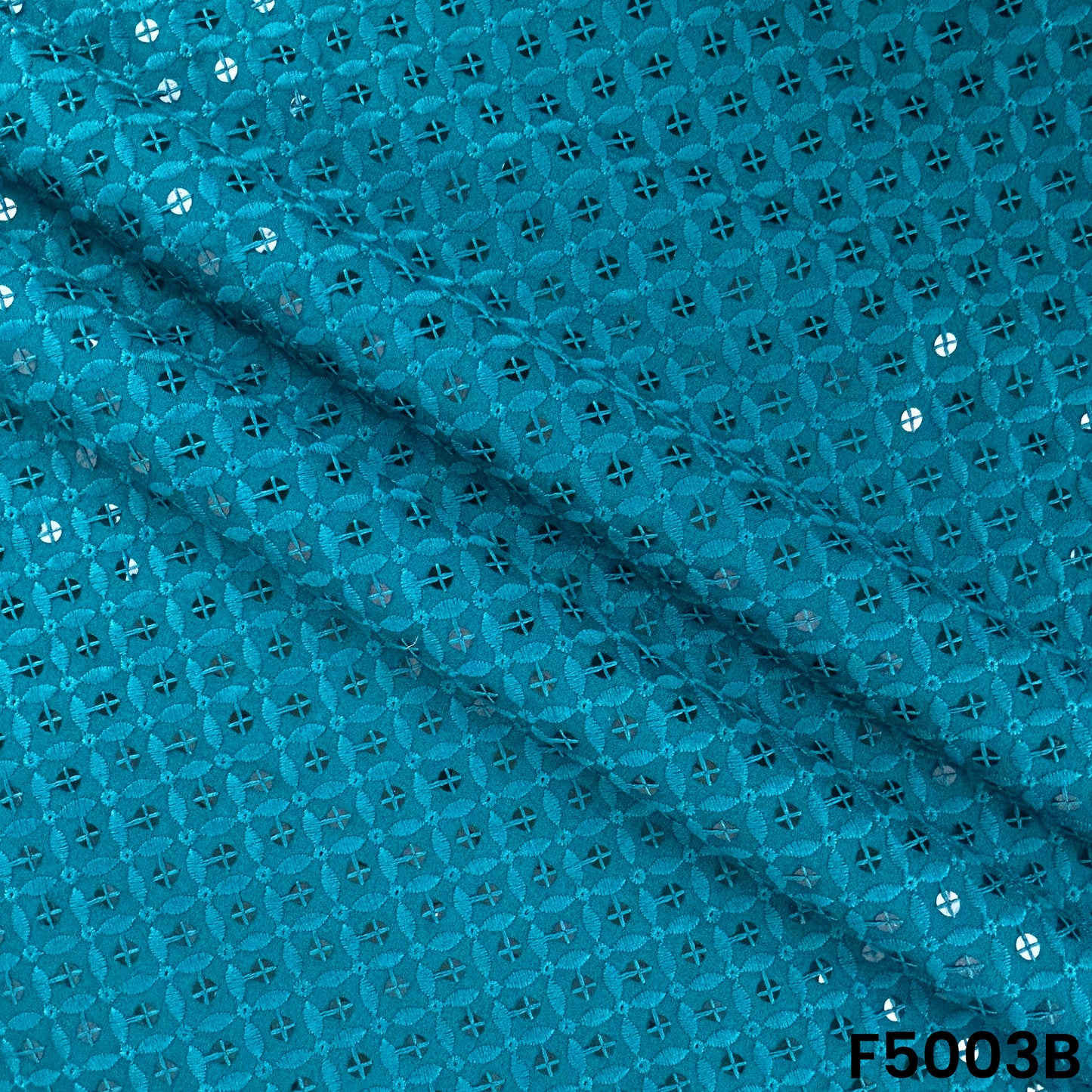 Thread Sequins Embroidered Rayon Cotton Fabric-F5003