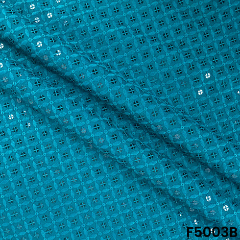 Thread Sequins Embroidered Rayon Cotton Fabric-F5003