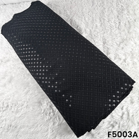 Thread Sequins Embroidered Rayon Cotton Fabric-F5003