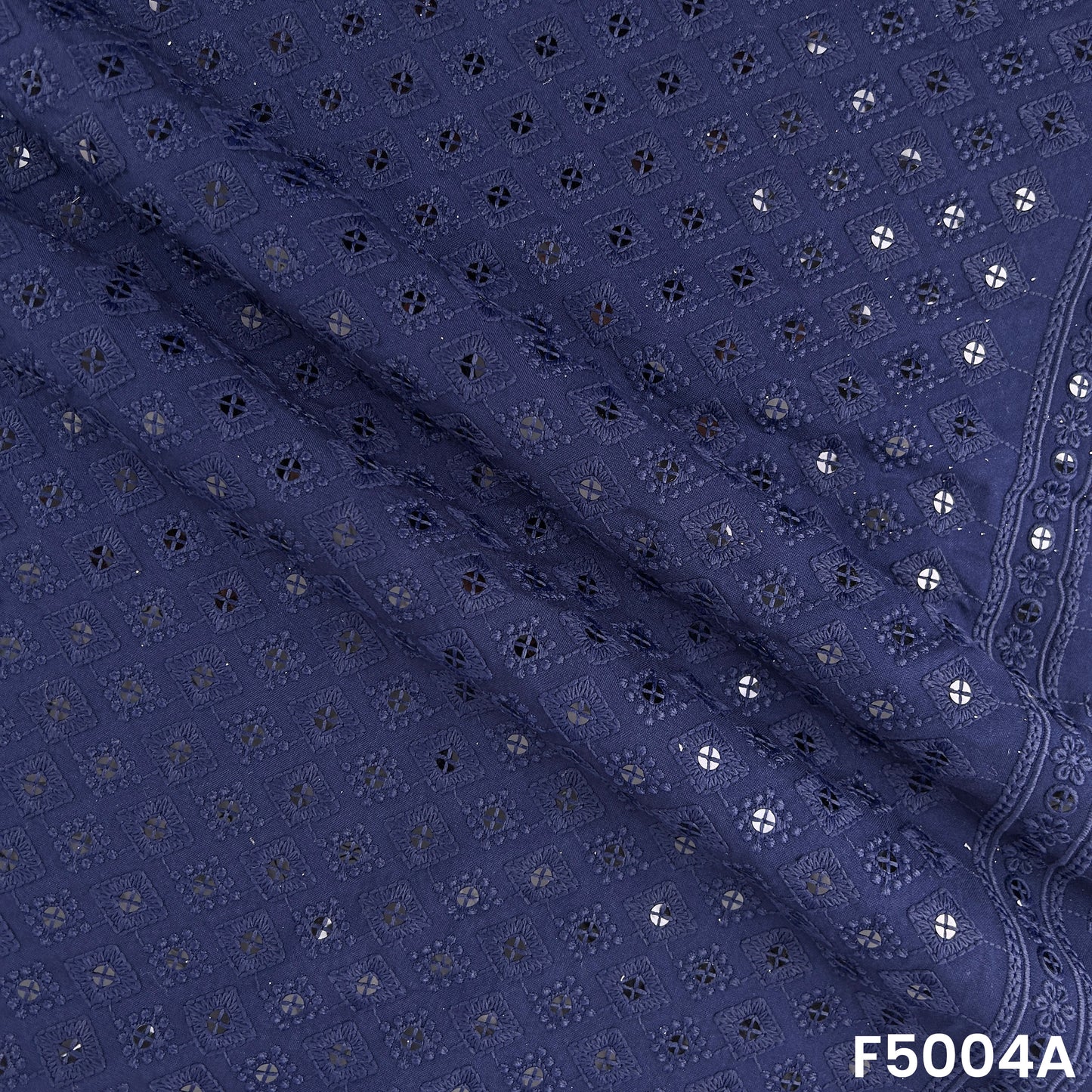 Thread Sequins Embroidered Rayon Cotton Fabric-F5004