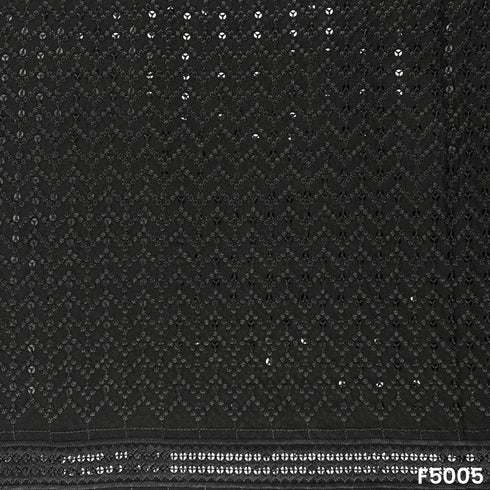 Thread Sequins Embroidered Rayon Cotton Fabric-F5005