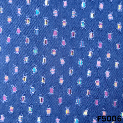 Denim Patch Work Fabric - F5006