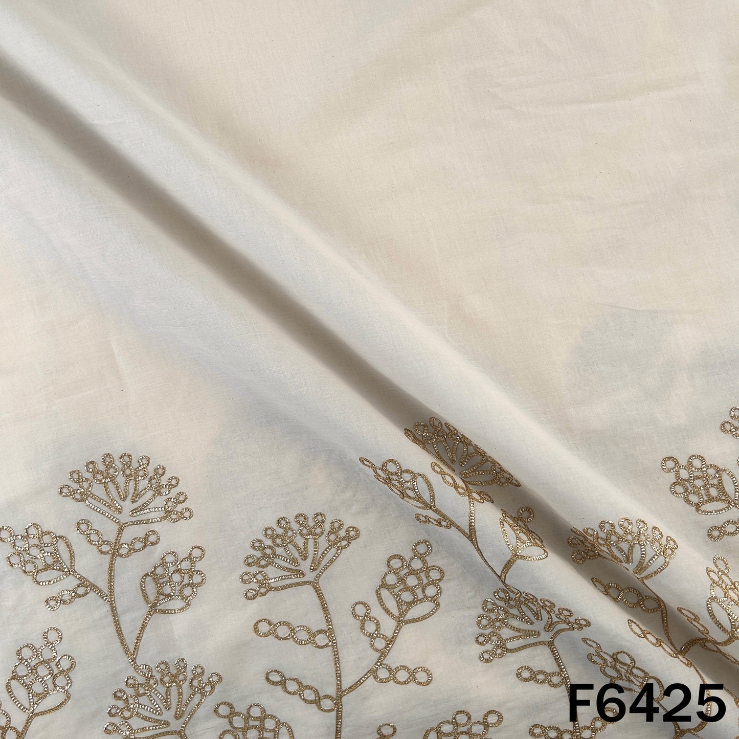 Dyeable Gota Patti Work Kora Cotton Fabric - F6425