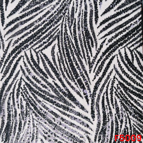 Cut Dana Sequins Embroidered Net Fabric-F5009