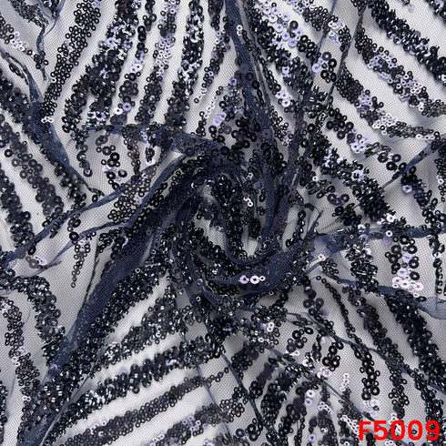 Cut Dana Sequins Embroidered Net Fabric-F5009