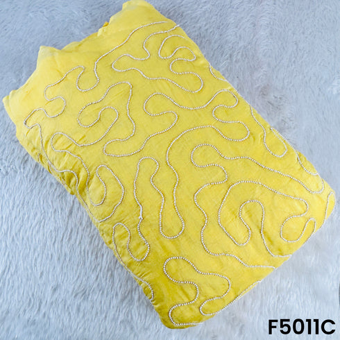 Zari Embroidered Beads Work Mul Chanderi Fabric-F5011