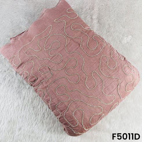 Zari Embroidered Beads Work Mul Chanderi Fabric-F5011