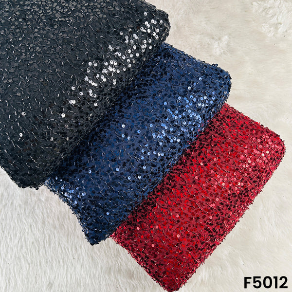 Cut Dana Sequins Embroidered Lycra Net Fabric-F5012