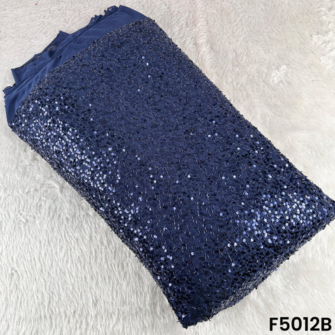 Cut Dana Sequins Embroidered Lycra Net Fabric-F5012