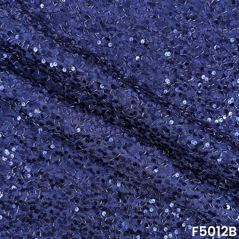 Cut Dana Sequins Embroidered Lycra Net Fabric-F5012