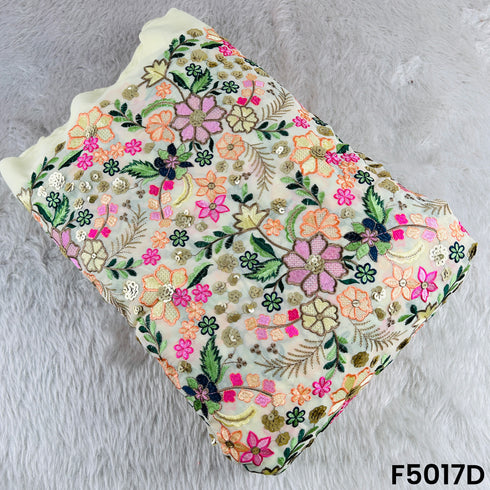 Thread Sequins Embroidered Georgette Fabric-F5017