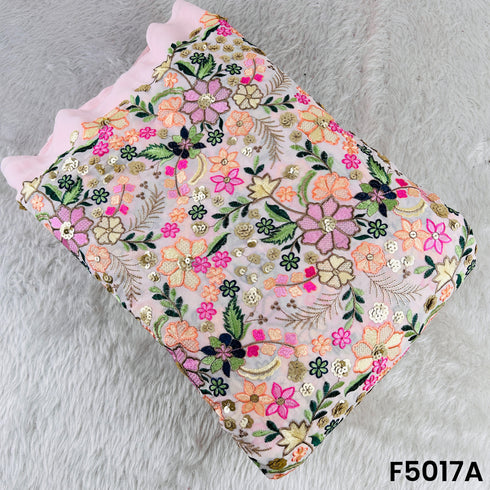 Thread Sequins Embroidered Georgette Fabric-F5017