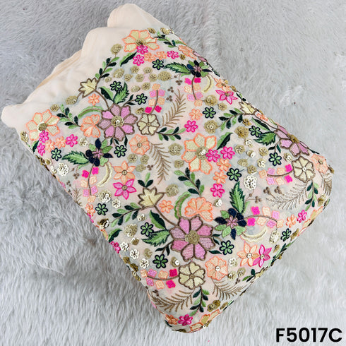Thread Sequins Embroidered Georgette Fabric-F5017