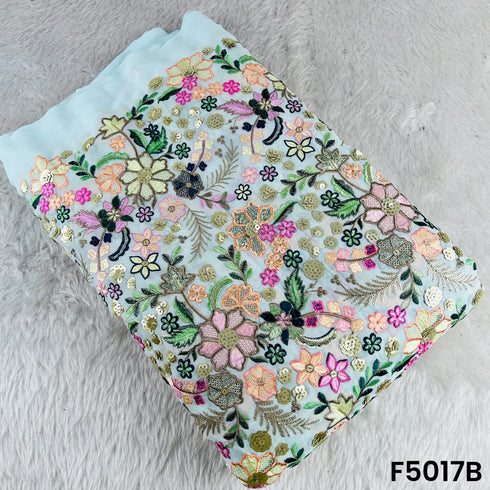 Thread Sequins Embroidered Georgette Fabric-F5017