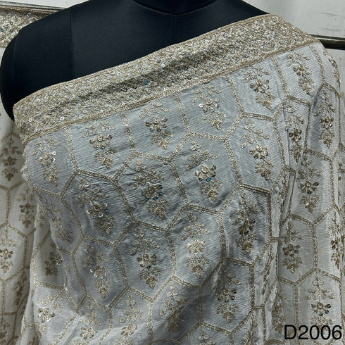 Dyeable Zari Sequins Chinon Chiffon Dupatta-D2006