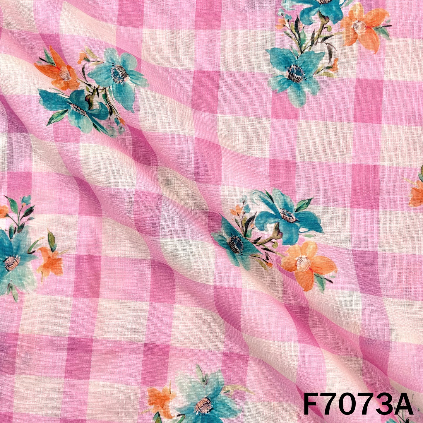 Printed Check Linen Fabric - F7073