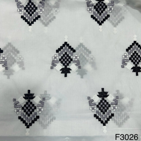 Thread Embroidered Cotton Fabric-F3026
