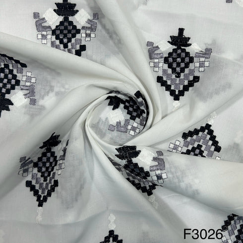 Thread Embroidered Cotton Fabric-F3026