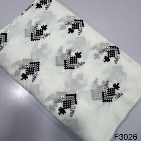 Thread Embroidered Cotton Fabric-F3026