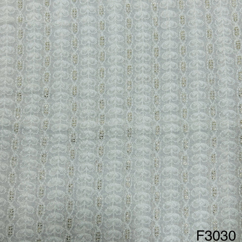 Dyeable Thread Sequins Embroidered Georgette Fabric - F3030
