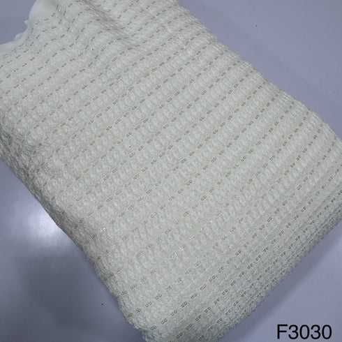 Dyeable Thread Sequins Embroidered Georgette Fabric - F3030