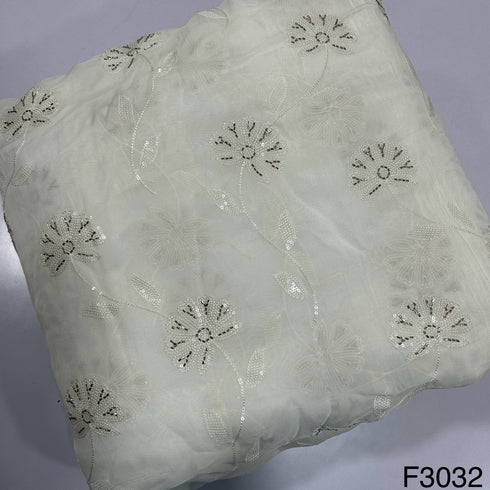 Dyeable Thread Sequins Embroidered Organza Fabric F3032