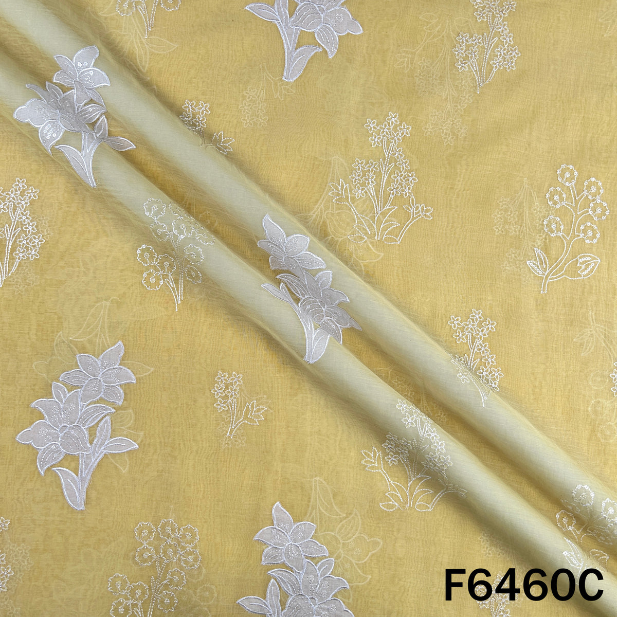 Thread Sequins Work Pure Mul Chanderi Fabric - F6460
